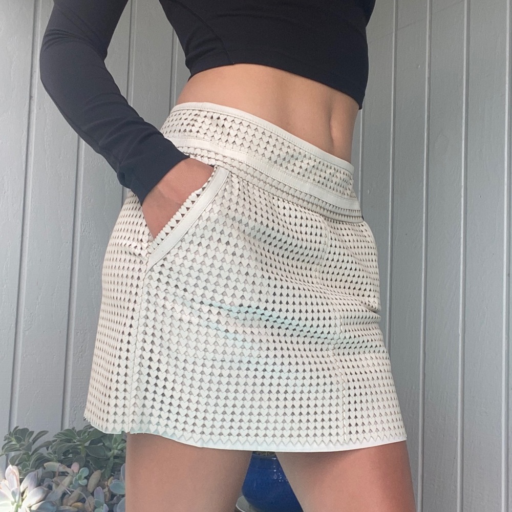 NEW Tory Burch White Leather Skirt